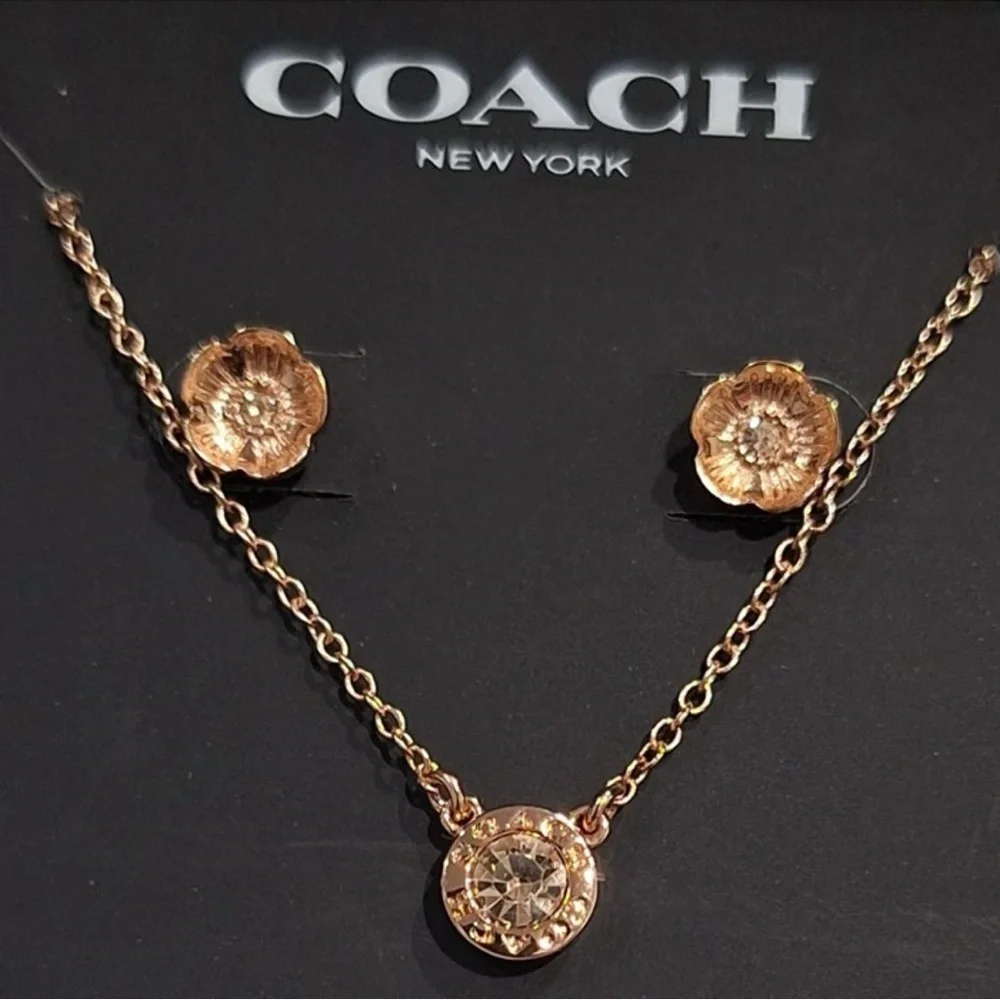 Coach Rose Gold Necklace and Earring Set - Picture 4 of 6